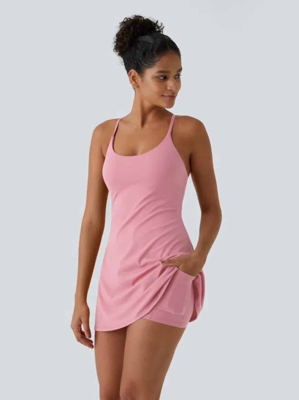 HALARA Pink SoftlyZero™ Plush Backless Active Dress-Easy Peezy Edition